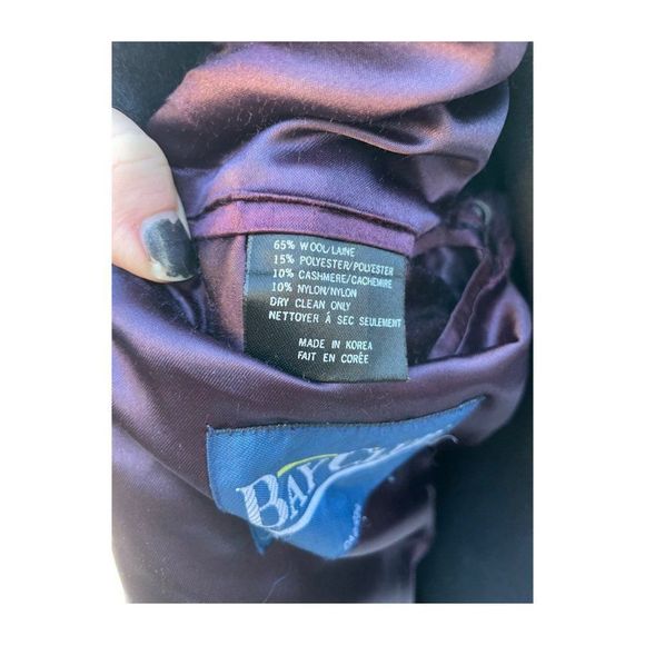 Vintage 80s Bay Club Black Peacoat Wool Cashmere Single Breast - Picture 12 of 13